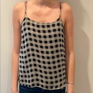 Olivaceous Black and White Checkered Tank Blouse
